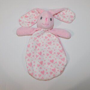 Baby Mode Plush Pink Bunny Rabbit Hearts Crinkle Security Blanket Baby lovey